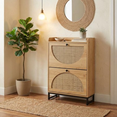 خزانة احذية 2 جرار سحب خشب وجة بيج EL58/9 =ط55